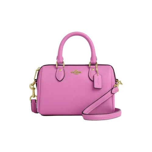 COACH Rowan Leather Shoulder Bag, Crossbody Bag, Handbag brand Women's Fuchsia
