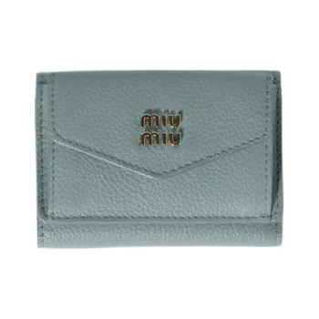 MIU MIU Cow Leather Wallet Small Size Unisex Light Green