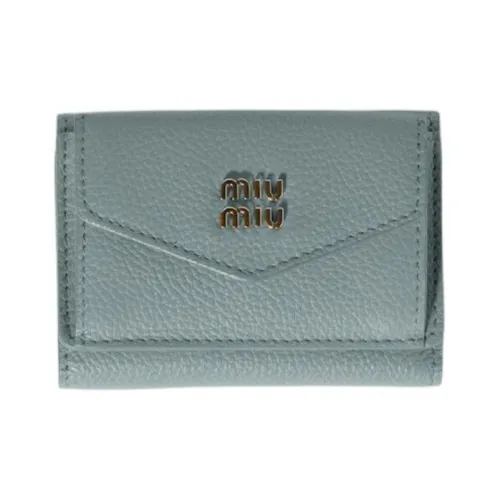 MIU MIU Cow Leather Wallet Small Size Unisex Light Green