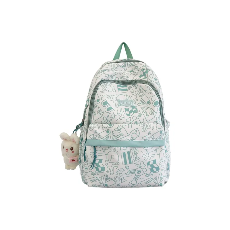 BUBM Nylon Backpack Unisex Black/Purple/Green/Blue/Pink-12