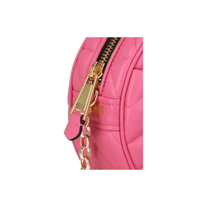 MOSCHINO Calfskin Shoulder Bag, Crossbody Bag, Handbag Women's Pink-4