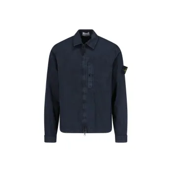 STONE ISLAND Compass Patch Zip Up Shirt Jacket