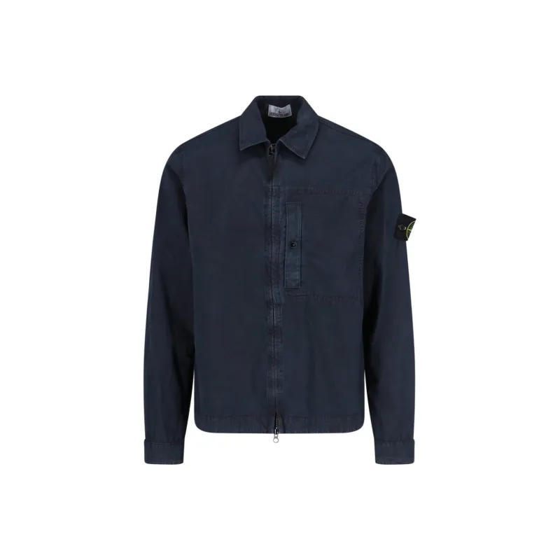 STONE ISLAND Compass Patch Zip Up Shirt Jacket-0