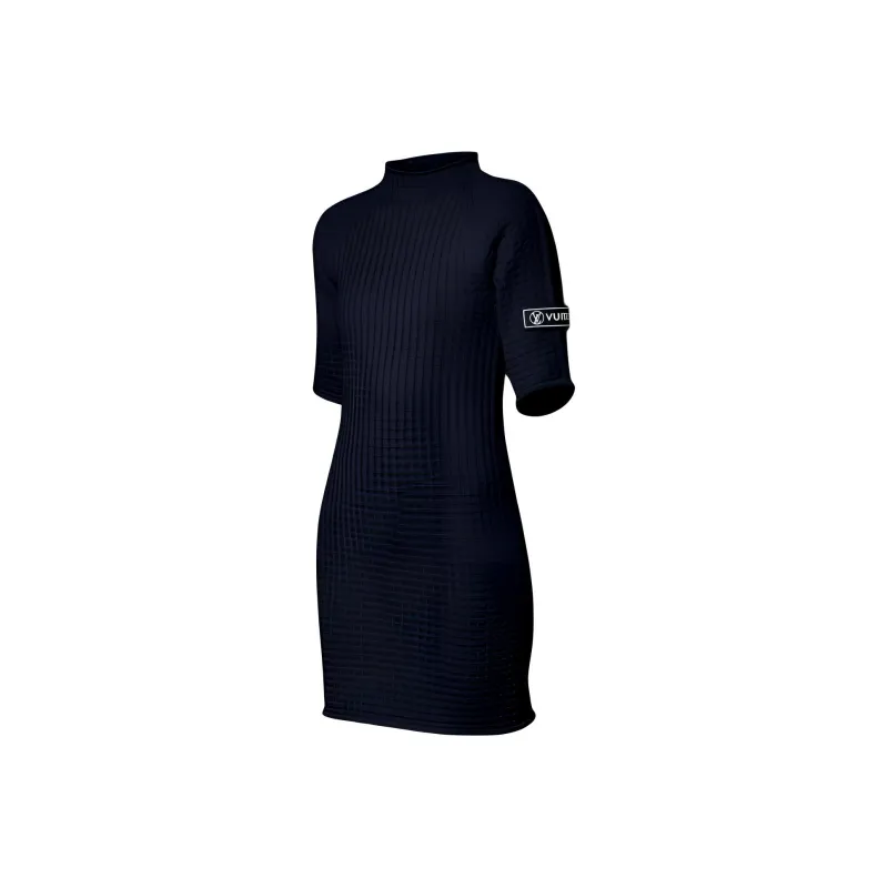 LOUIS VUITTON Short Sleeved Dress Women's Marine Blue-2