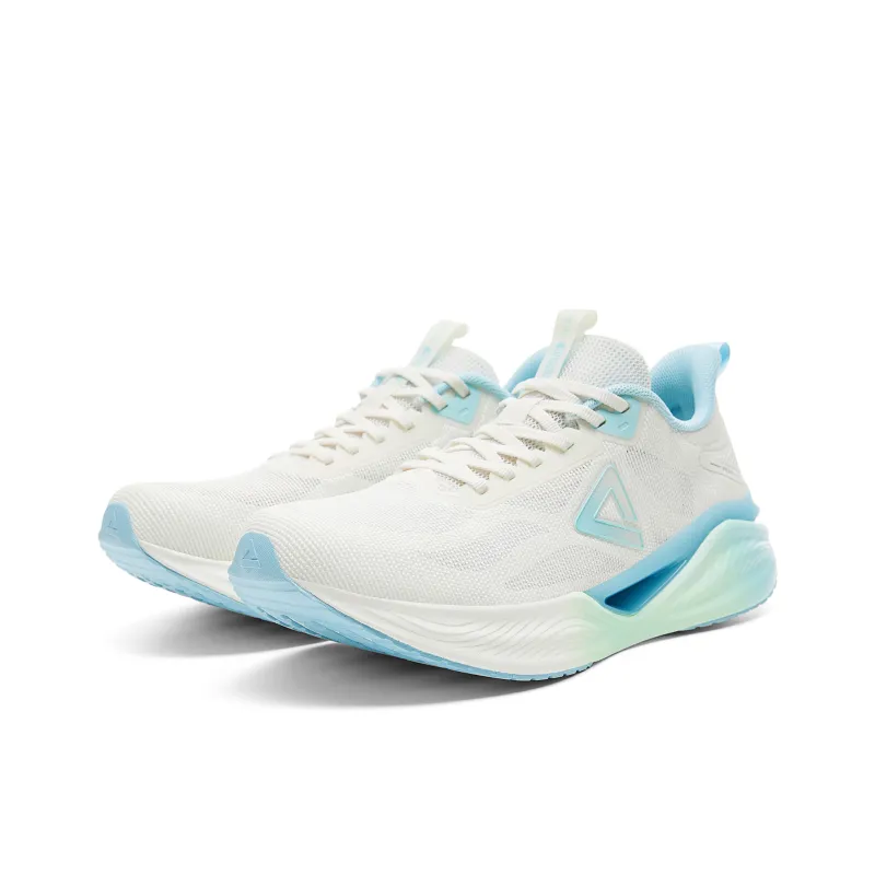 PEAK Abrasion Resistant Lightweight Rebound Low Top Running Shoes Men's Milk White Light Blue-2