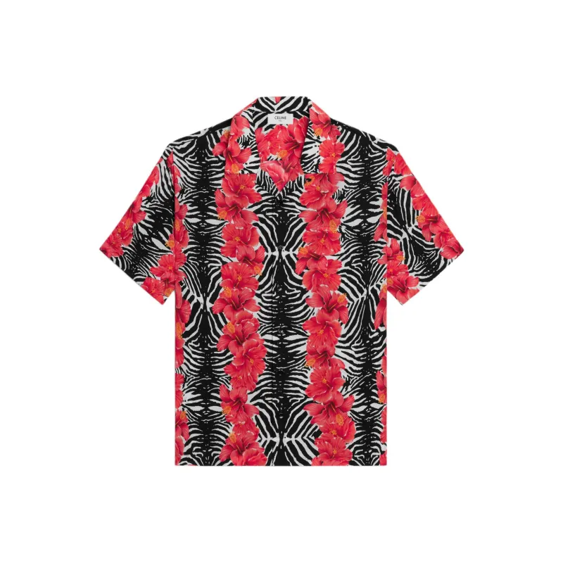 CELINE Hawaiian Shirt In Crepe De Chine-0