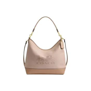COACH LAUREL Canvas Shoulder Bag Large Size Women's Khaki