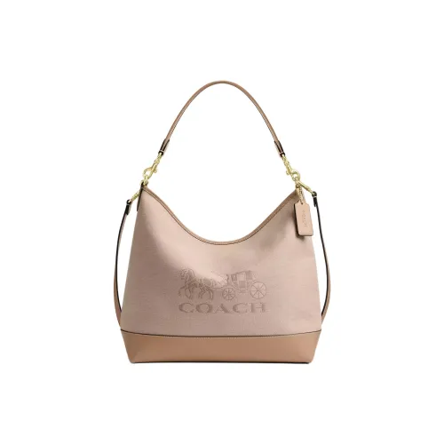 COACH LAUREL Canvas Shoulder Bag Large Size Women's Khaki