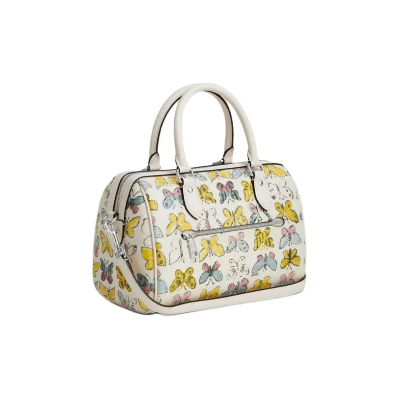 COACH Rowan Coated Canvas Shoulder Bag, Crossbody Bag, Handbag Medium Size Women's Silver-1