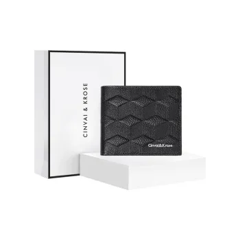 CinvaiKrose Cow Leather With Synthetic Leather Wallet Men's Black