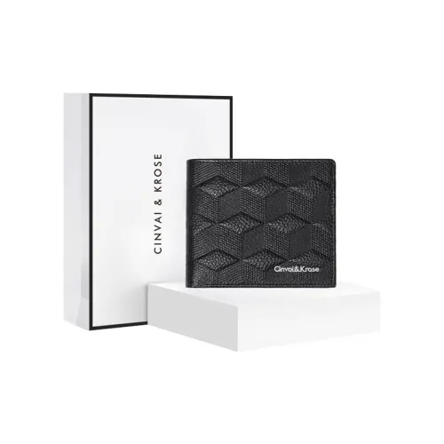 CinvaiKrose Cow Leather With Synthetic Leather Wallet Men's Black