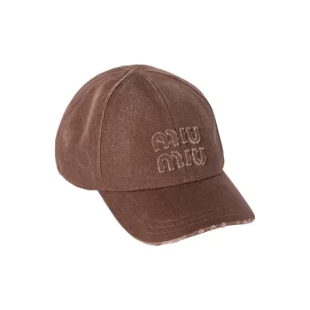 MIU MIU Cotton Baseball Caps Unisex Brown