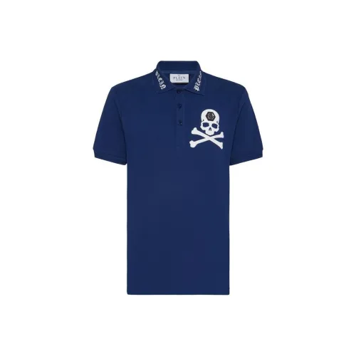 PHILIPP PLEIN Polo Shirt Ss Skull&Bones Polo Shirt Men's Blue