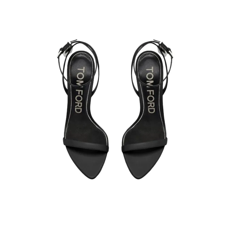 TF Shiny One Strap Sandals 10.5cm Women's Black-4