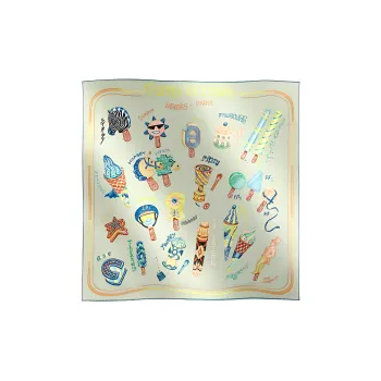 HERMES Silk Scarves Women's Light Green