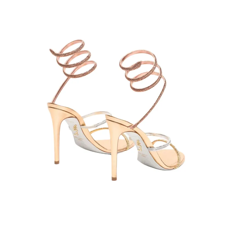 RENE CAOVILLA Cleo Slide Slippers 10.5cm Women's Gold-3