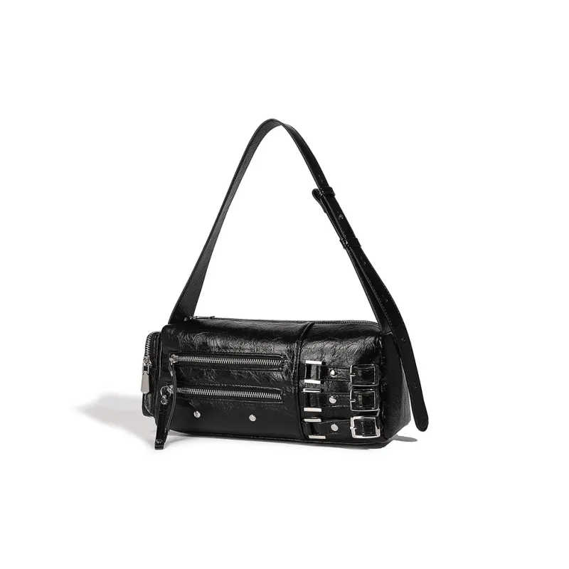 Vigno Synthetic Leather Shoulder Bag Women's Black/Red/Ecru-4