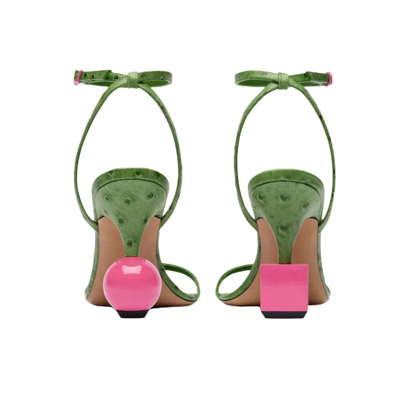 Jacquemus Bisou One Strap Sandals 9cm Women's Emerald Green-3