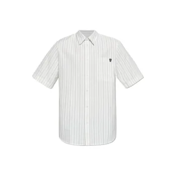 Burberry Logo Embroidered Short Sleeved Striped Shirt