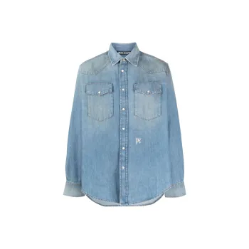 PALM ANGELS Monogram embroidered Denim Shirt