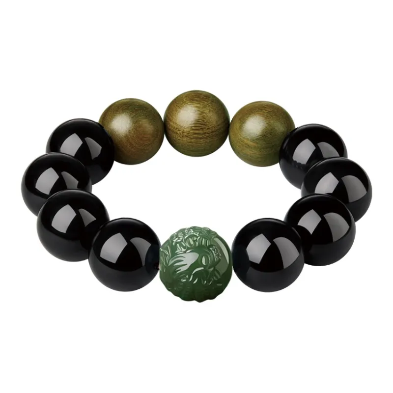 Moonstone Edge Obsidian Bracelets Men's-13