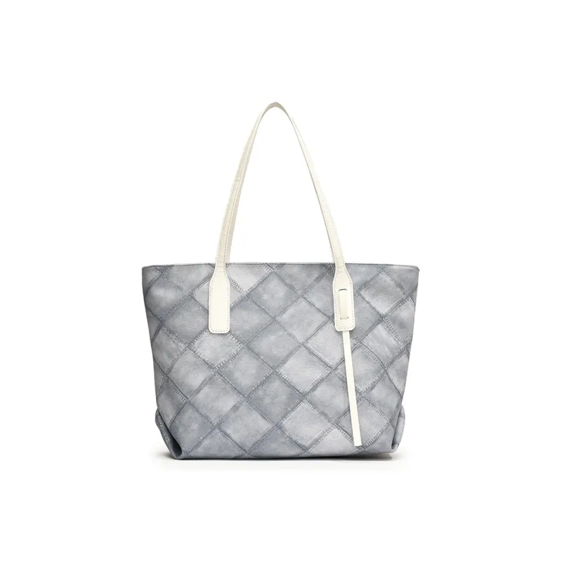 Single Warehouse PU Tote Bag, Shopping Bag, Shoulder Bag Women's Black/Light Blue/Pink/Dark Blue-8