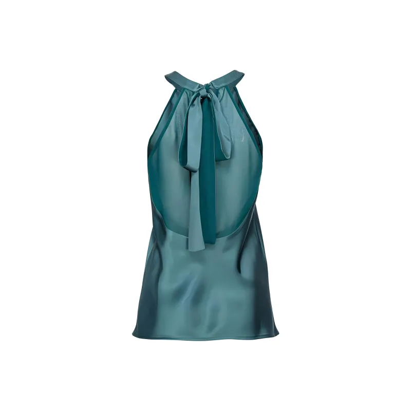 PINKO Bow Detailed Satin Georgette Top-1