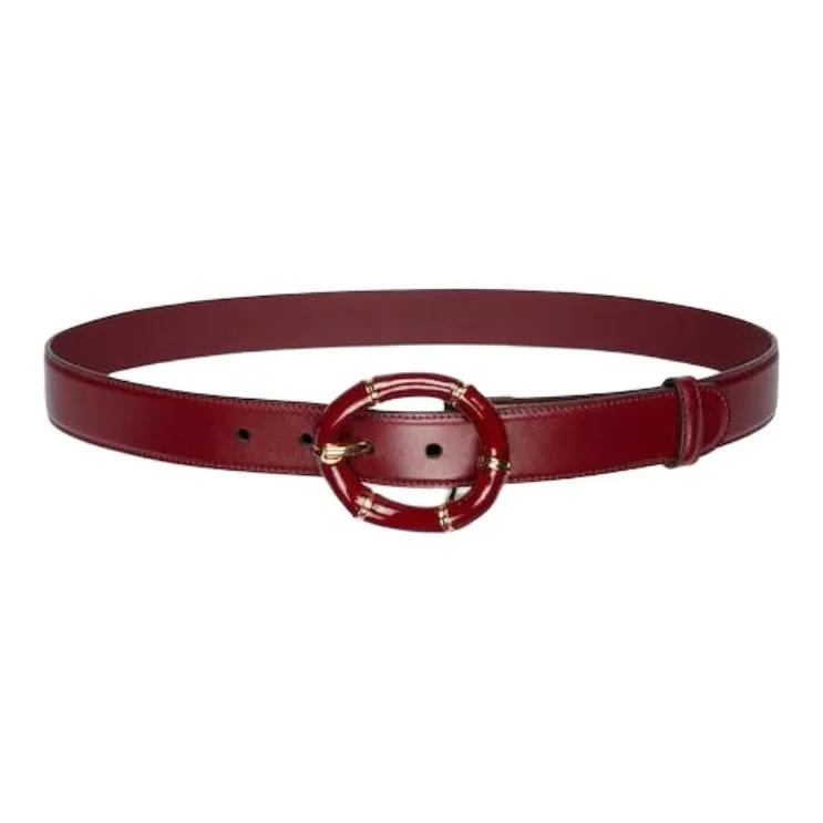 GUCCI Leather Belts Women's Red Width 3CM-0