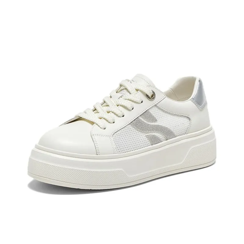 BASTO Slip Resistant Low Top Skateboard Shoes Women's White-1