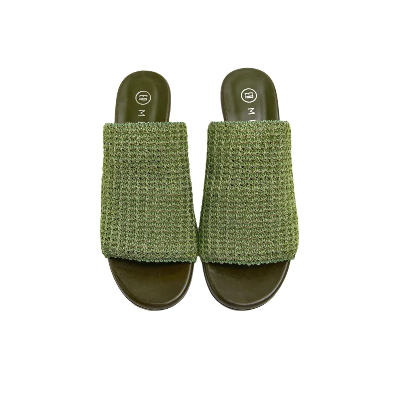 MIISTA Slide Slippers 6cm Women's Green-3