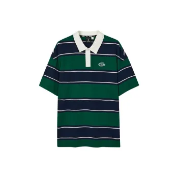 Skechers Polo Shirt Unisex Green Thick Stripes