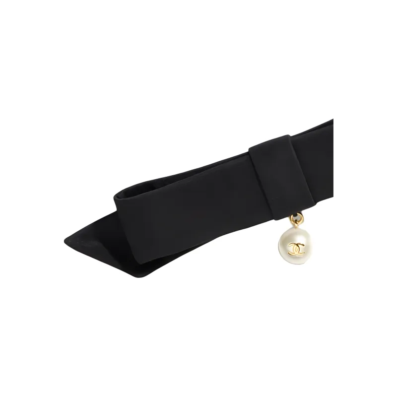 CHANEL Silk Hair Clips Women's Black-2