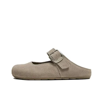 BASTO Rubber Sole Leather Patchwork Closed Toe Slippers Women's