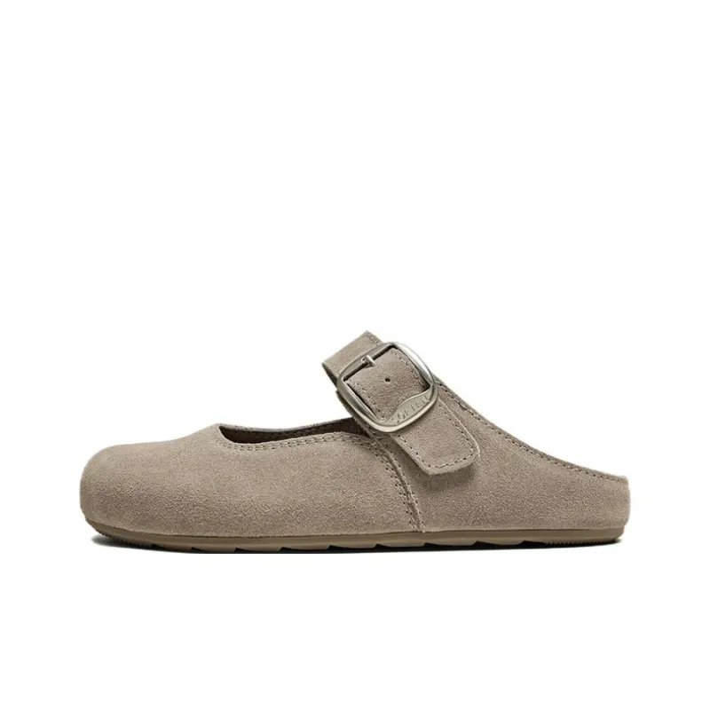 BASTO Rubber Sole Leather Patchwork Closed Toe Slippers Women's-8