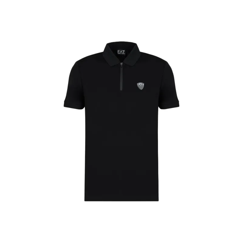 Ea7 EMPORIO ARMANI Logo patch Half zip Polo Shirt-0