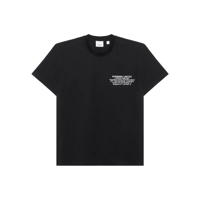 Burberry Location Print Cotton Oversized T Shirt-0