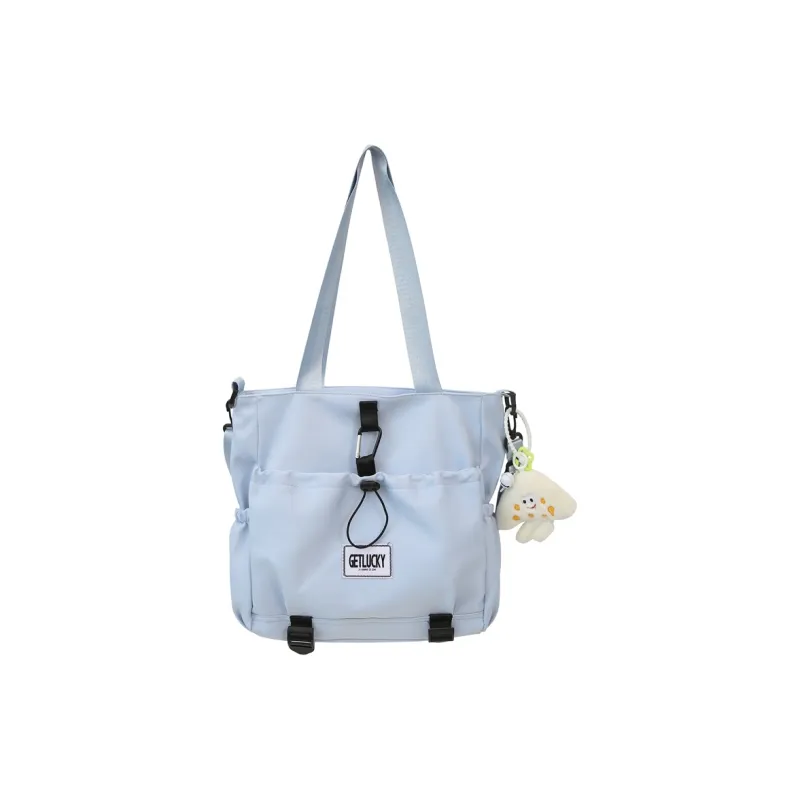 Yalu Nylon Tote Bag, Shoulder Bag Unisex Ecru/Yellow/Blue/Pink-14