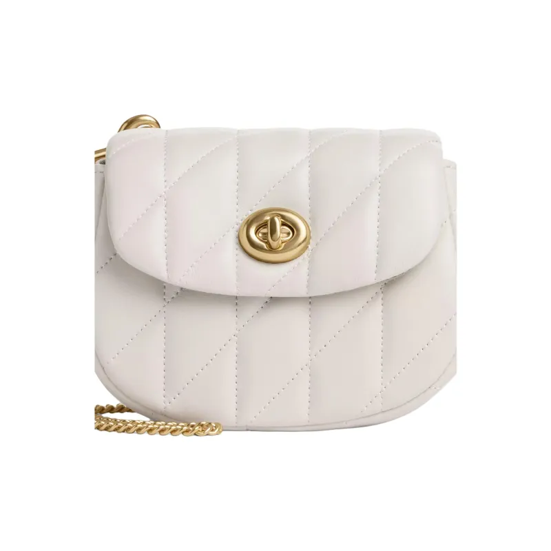 COACH Turnlock Nappa Leather Crossbody Bag, Shoulder Bag Mini Women's White-1