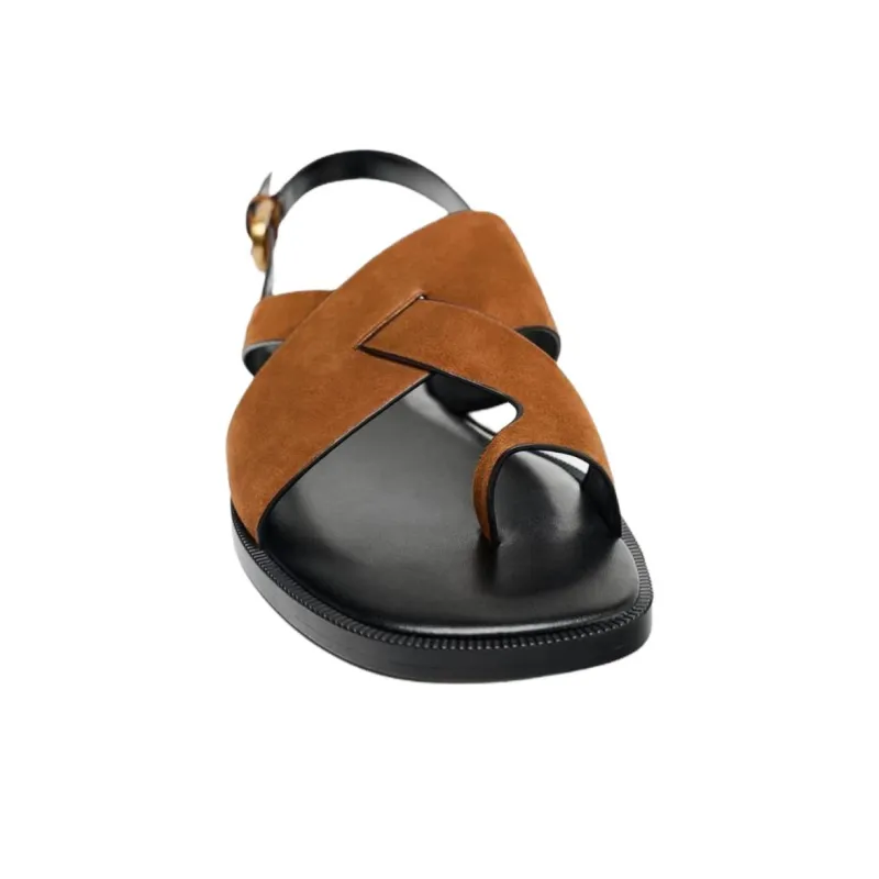 ZARA One Strap Sandals 1cm Women's Brown-2