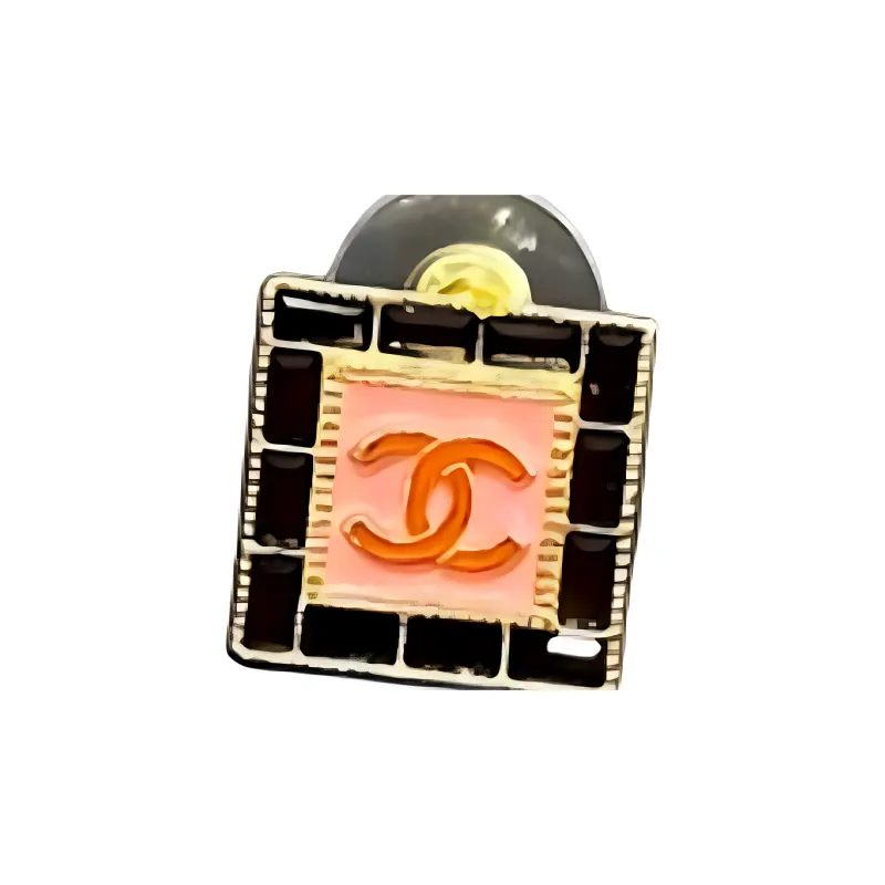 CHANEL Alloy Silver Plated Artificial Gemstone Gold Plated Earrings Women's Pink/Black-6