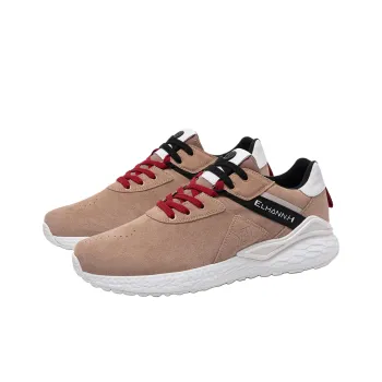 ELHANN.H Slip Resistant, Abrasion Resistant, Breathable Low Top Casual Shoes Men's Tea Brown