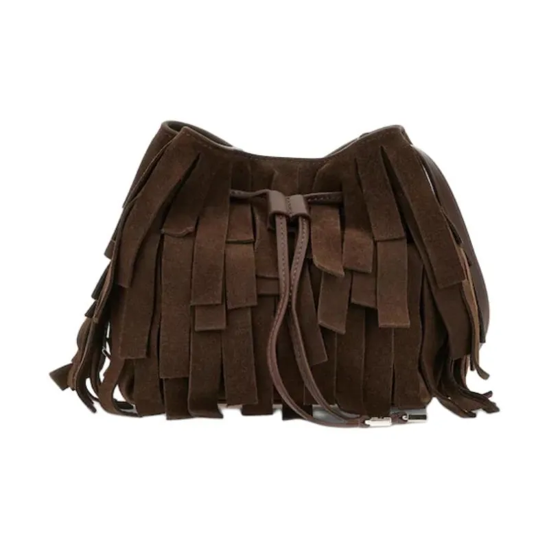 HOGAN Suede Bucket Bags Crossbody Bag, Shoulder Bag Mini Women's Brown-0