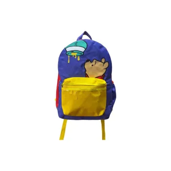 Disney Nylon Fabric Backpack Medium Size Kids' Bear Purple Yellow Color Scheme