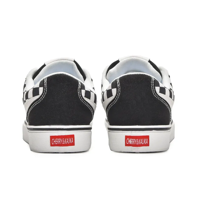 CHERRY&KALIKA Wear resistant, Lightweight, Breathable, And Non slip. Low Top Skateboard Shoes Men's Black-4