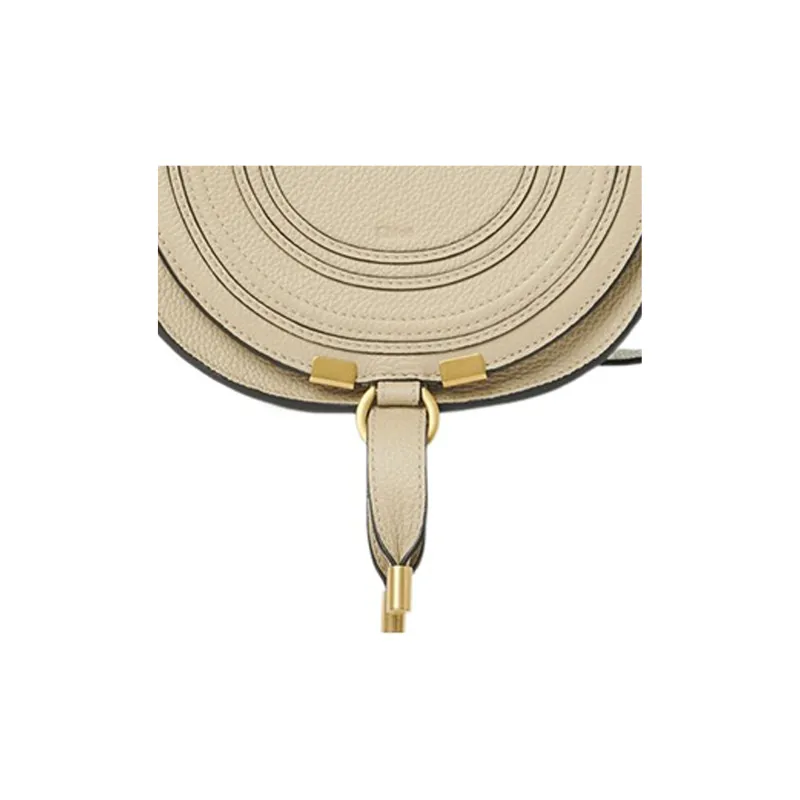 Chloe Marcie Grain Calfskin Saddle Bag Handbag, Shoulder Bag, Crossbody Bag Small Size Women's Beige-3