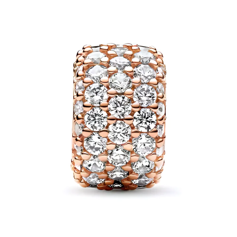 Pandora Gold Plated Copper Silver Alloy Synthetic Cubic Zirconia Pendants Women's Rose Gold-1