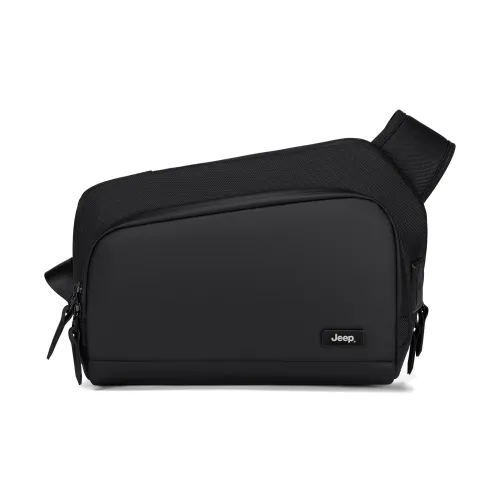 Jeep Nylon With Leather Film Sling Bag Men's Black