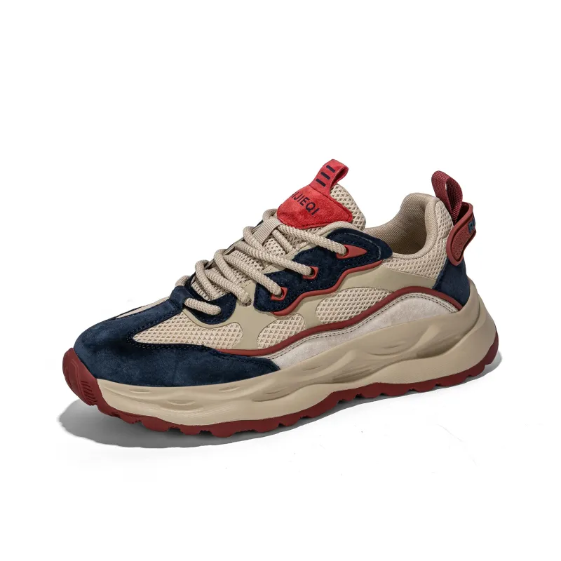 Jerden Smith Slip Resistant, Breathable, And Balanced Low Top Chunky Sneakers Unisex Blue Red-1