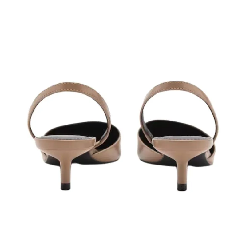 MANGO Slim Heel High Heels 4cm Women's Light Brown-3