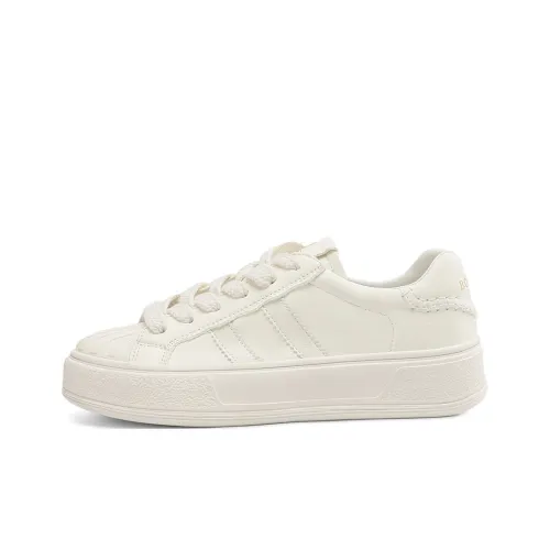 BOERDIQI Breathable Height Increase Low Top Skateboard Shoes Women's White